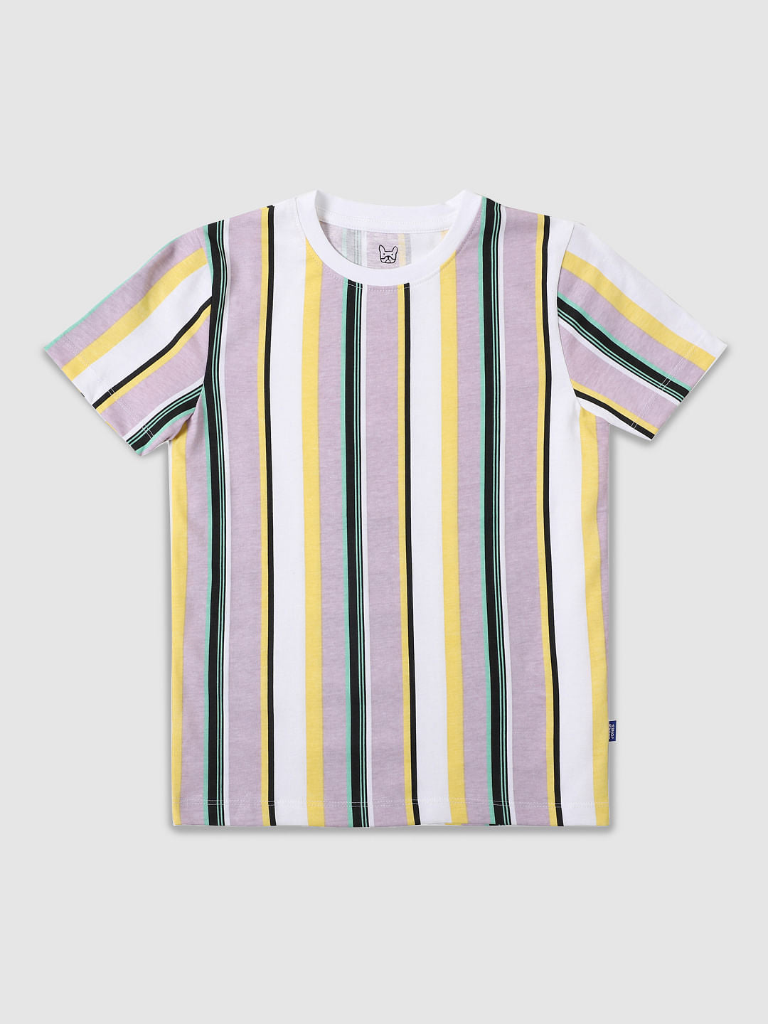 Boys Multi-coloured Striped Crew Neck T-shirt - 4/5Y