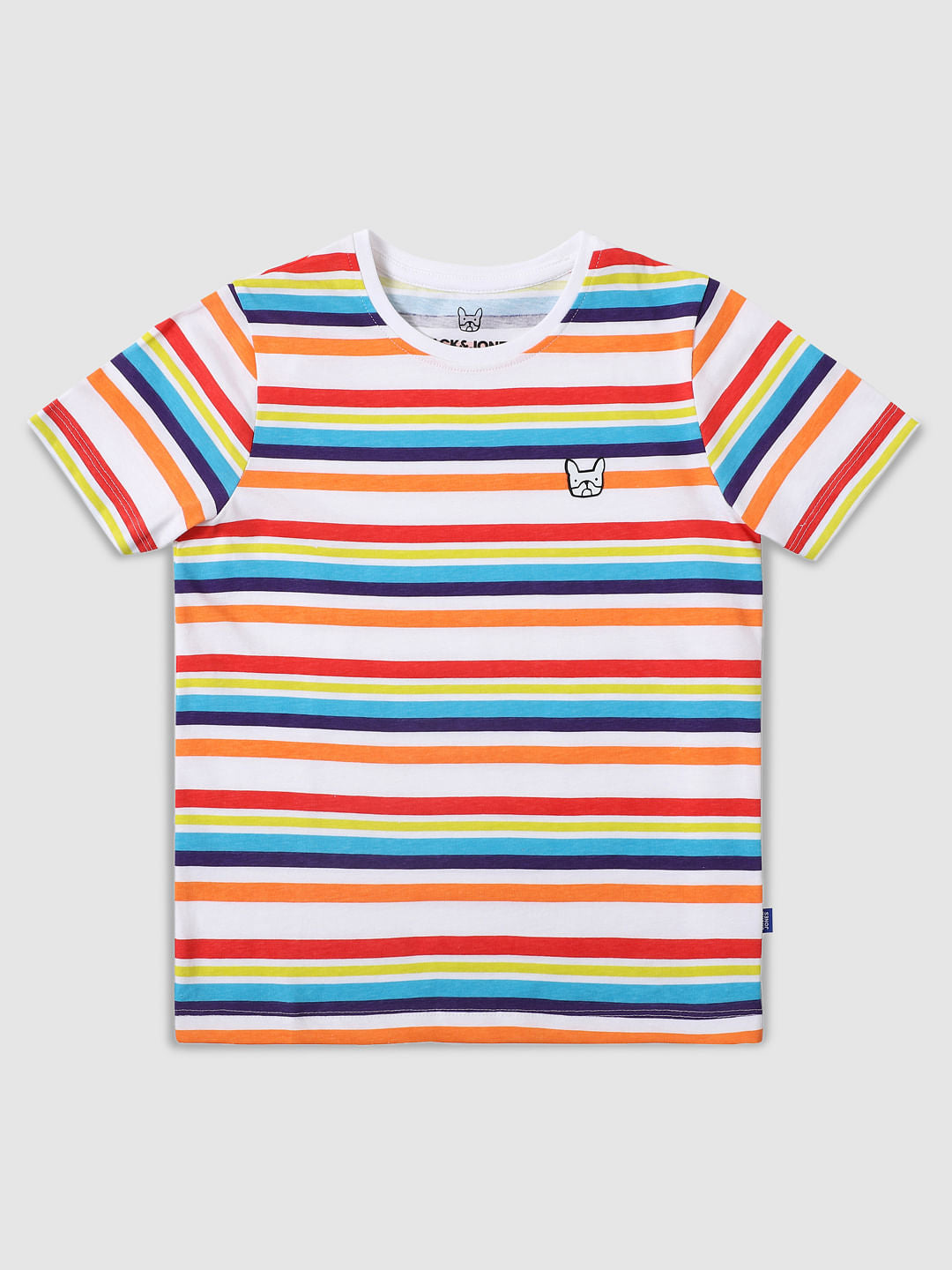 Boys Multi-coloured Striped Crew Neck T-shirt - 4/5Y