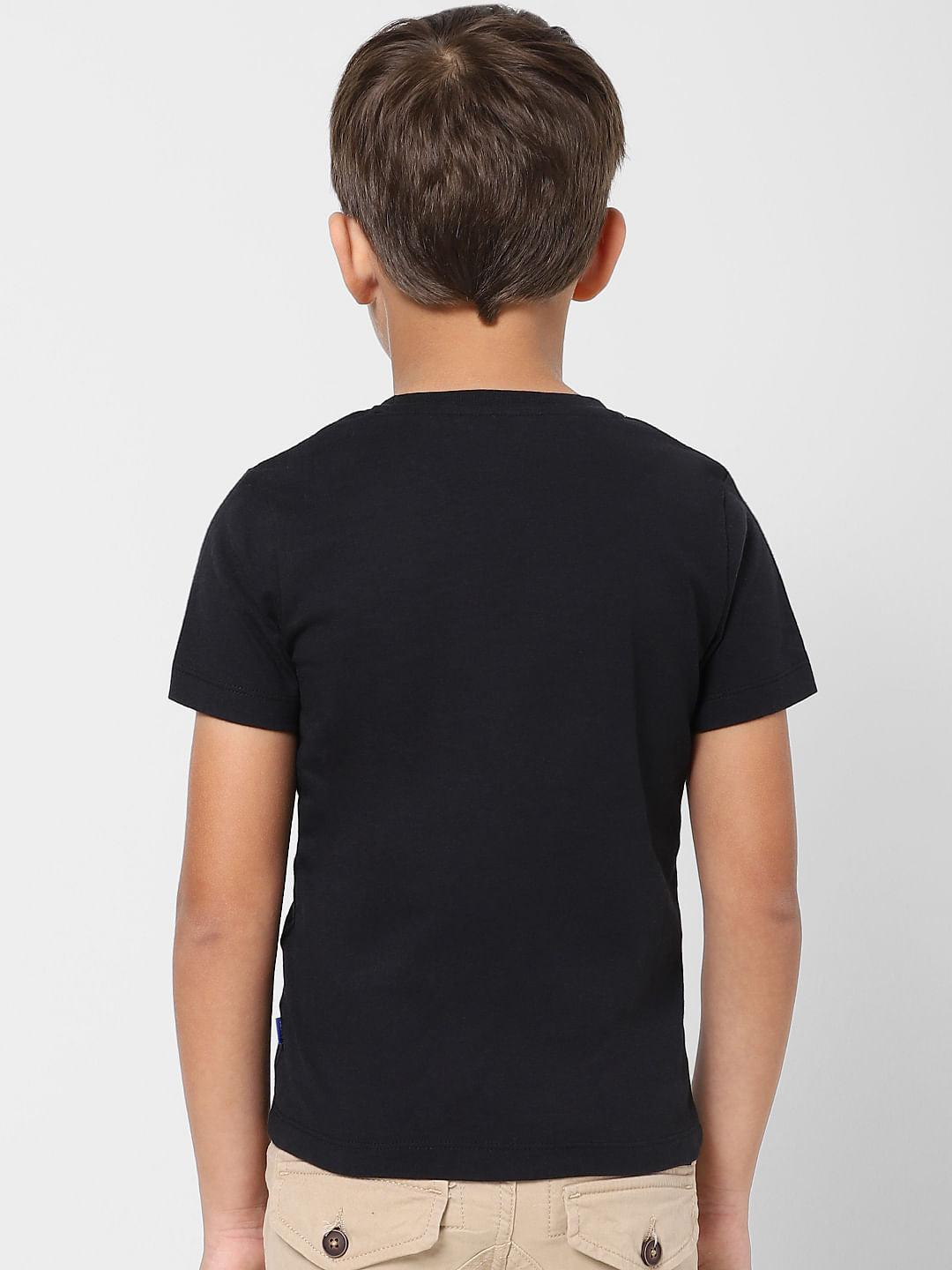 Boys Black Graphic Logo Print Crew Neck T-shirt