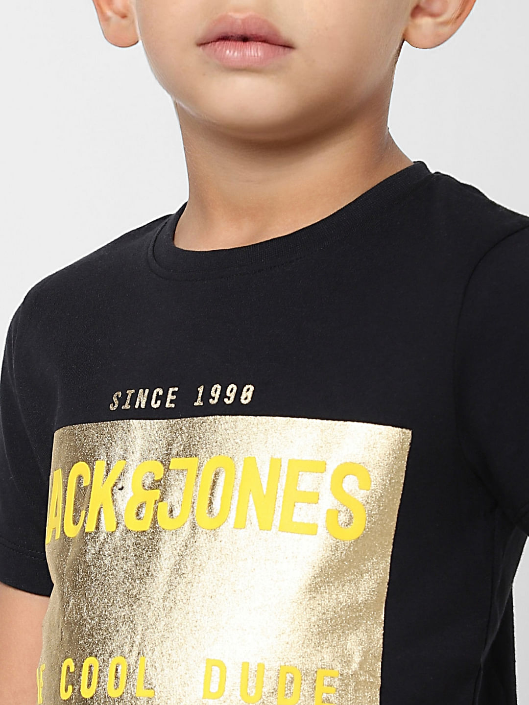 Boys Black Graphic Logo Print Crew Neck T-shirt