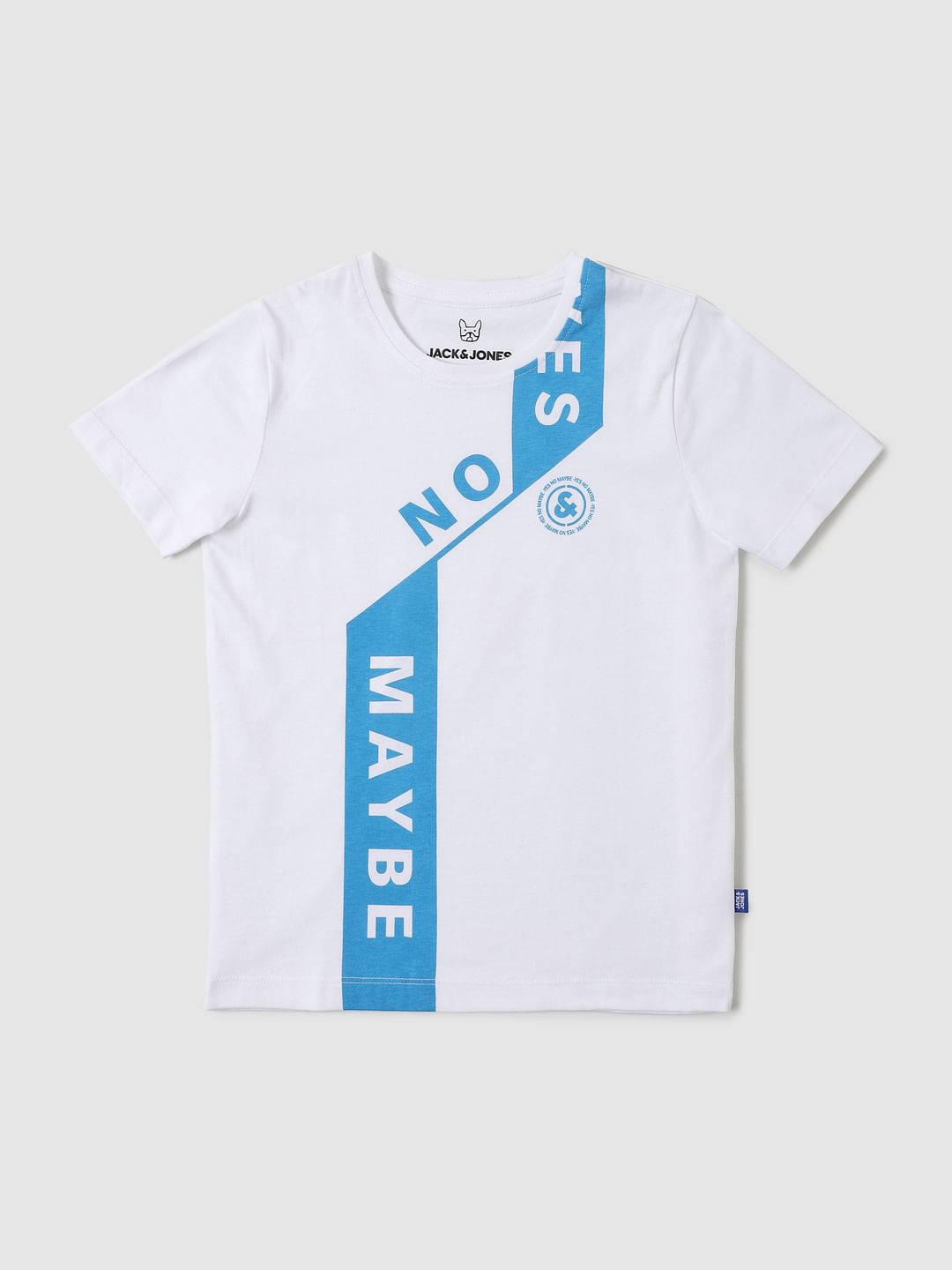 Boys White Graphic Print Crew Neck T-shirt - 4/5Y