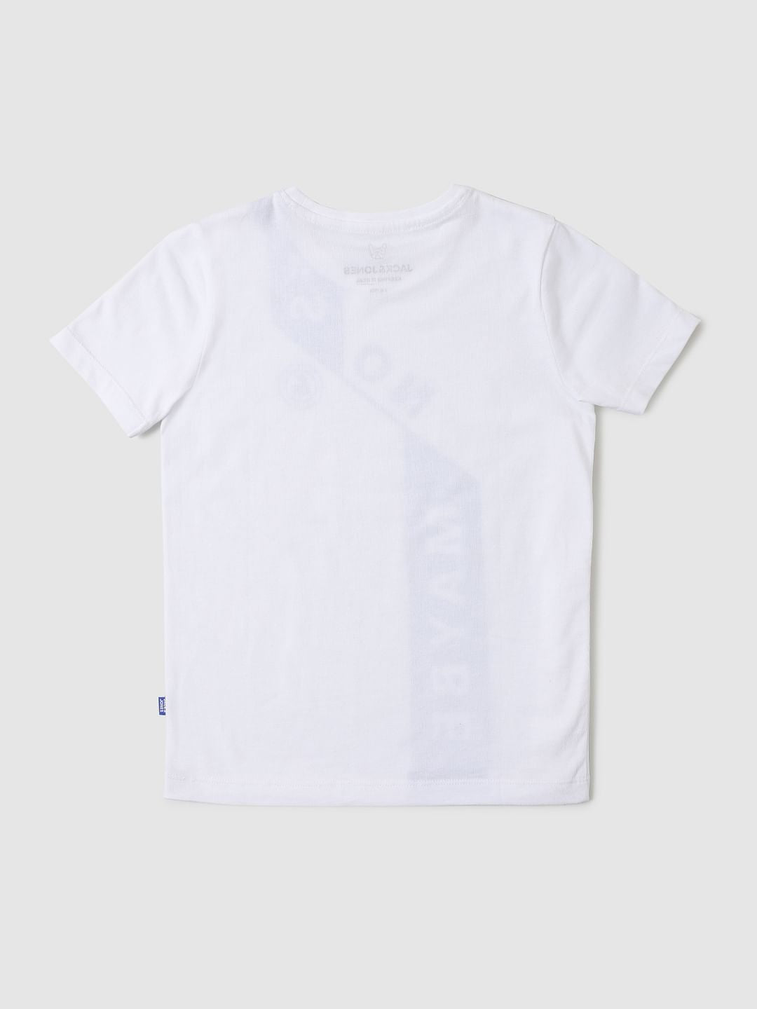 Boys White Graphic Print Crew Neck T-shirt