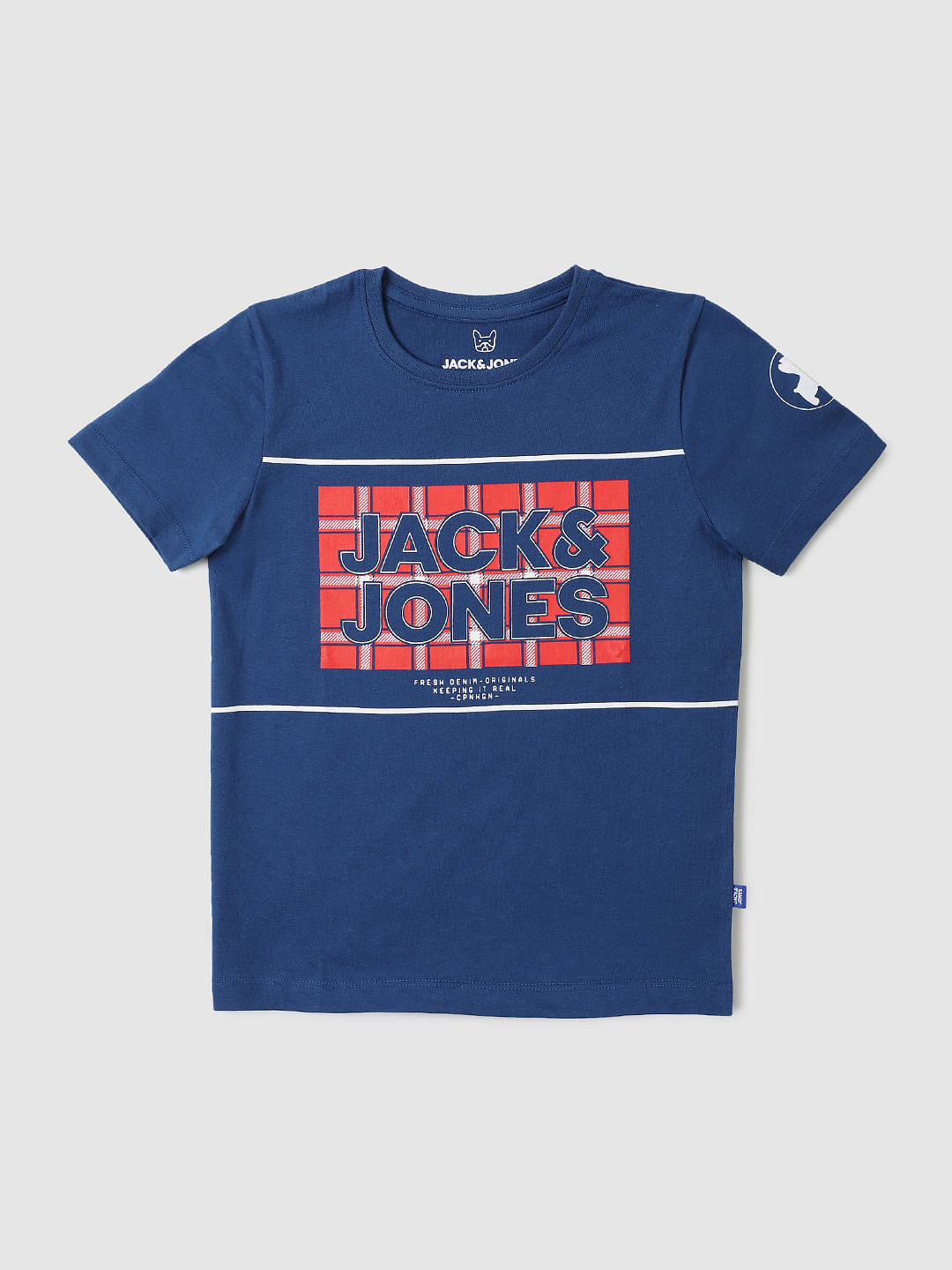 Boys Blue Logo Print T-shirt - 4/5Y
