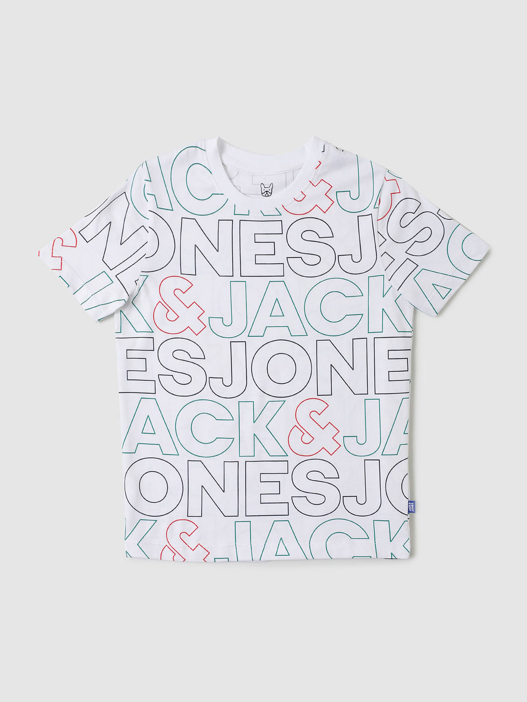 Boys White All Over Logo Print Crew Neck T-shirt - 4/5Y