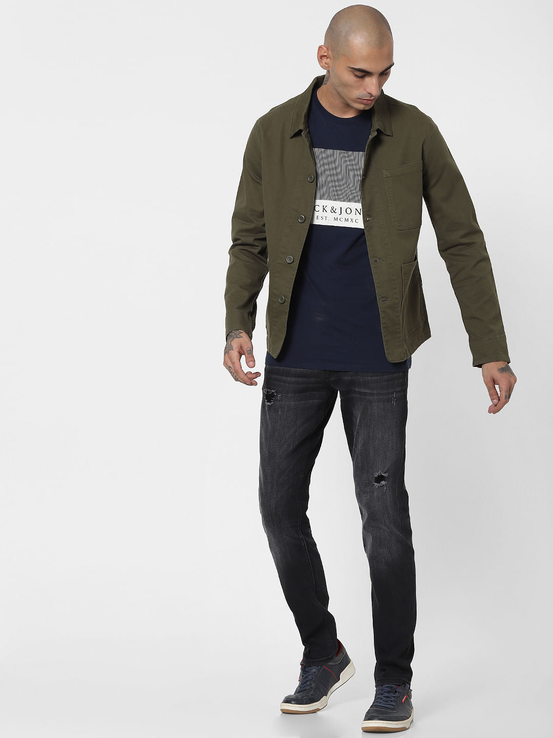 Black Low Rise Glenn Ripped Slim Fit Jeans - 28/30