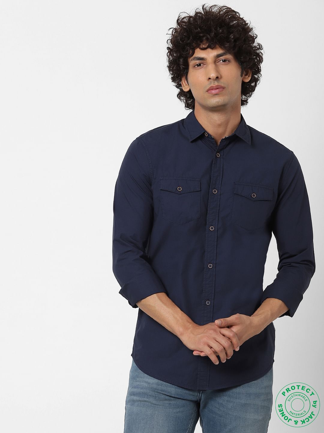 Navy Blue Full Sleeves Shirt - S