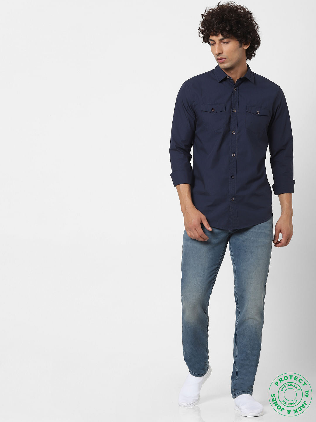 Navy Blue Full Sleeves Shirt