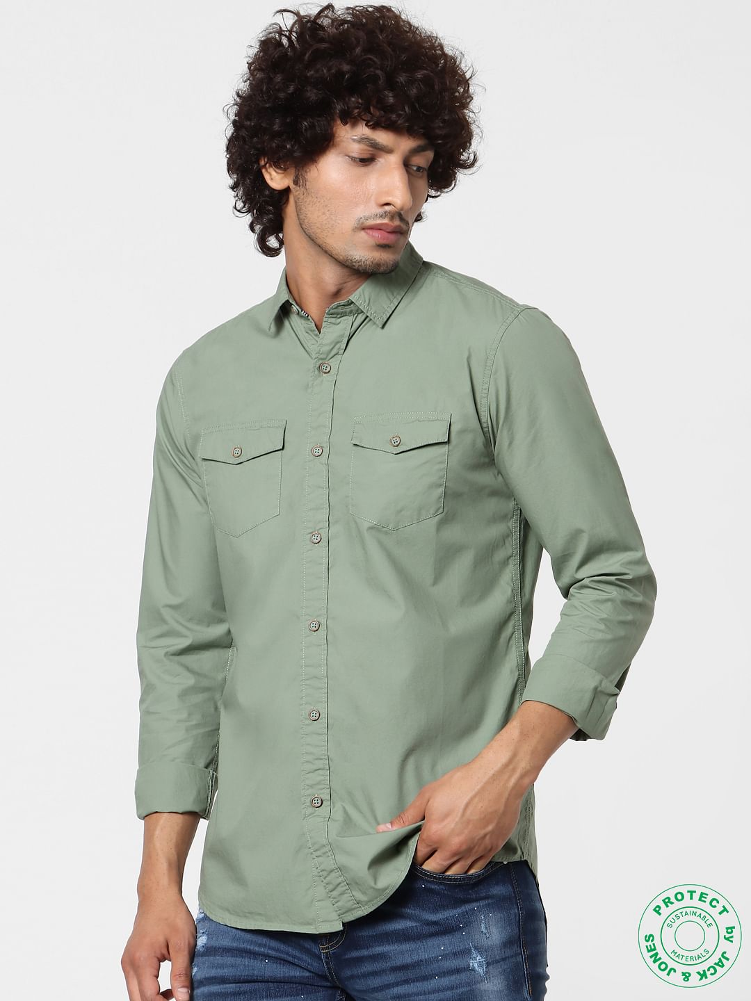 Grey Full Sleeves Shirt - S