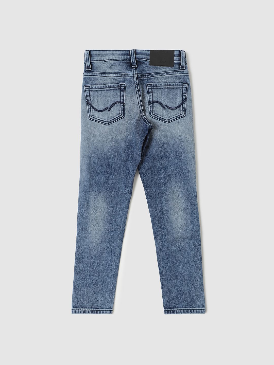 Boys Blue Mid Rise Ben Distressed Slim Fit Jeans