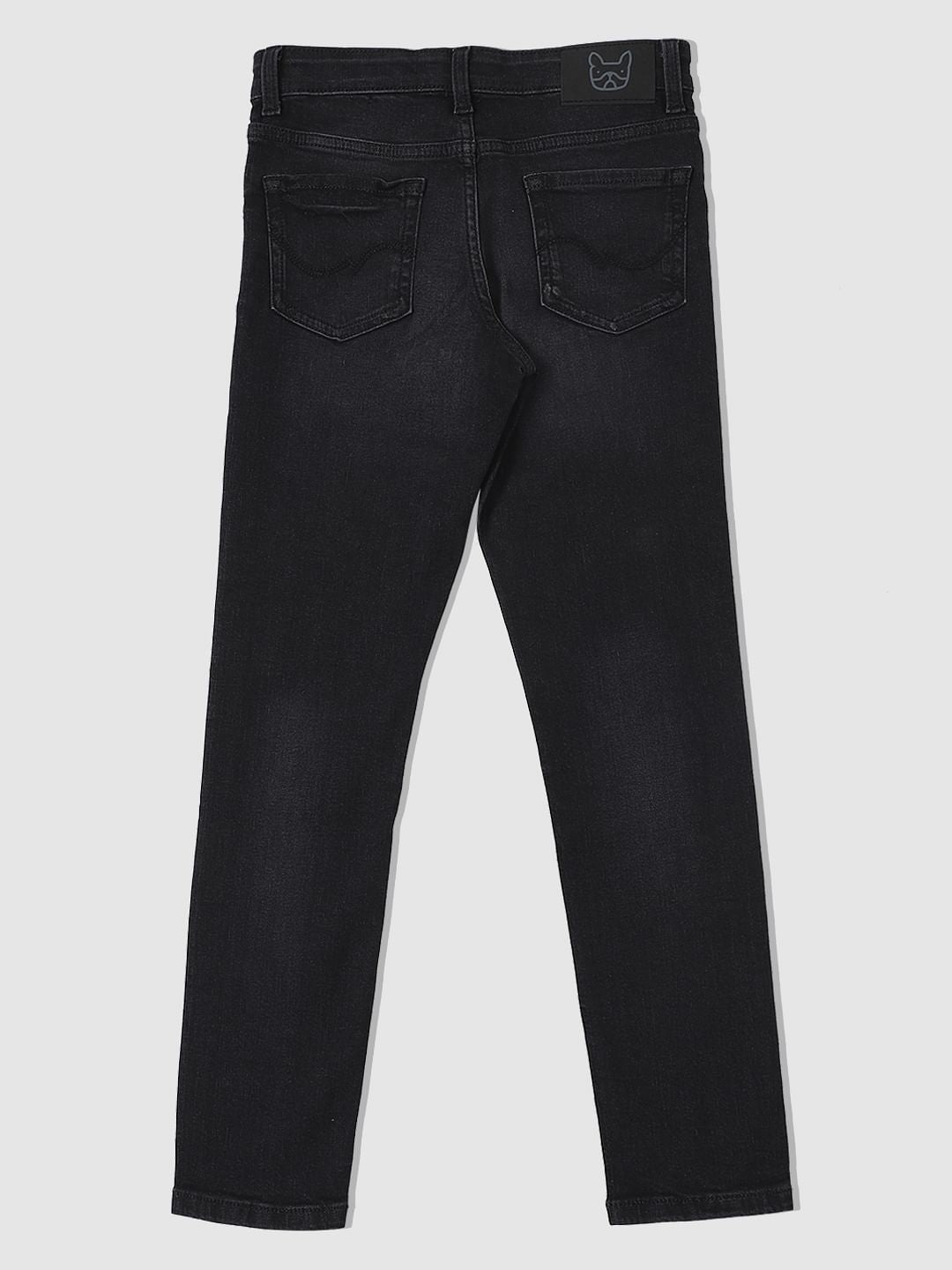 Boys Black Mid Rise Glenn Slim Fit Jeans