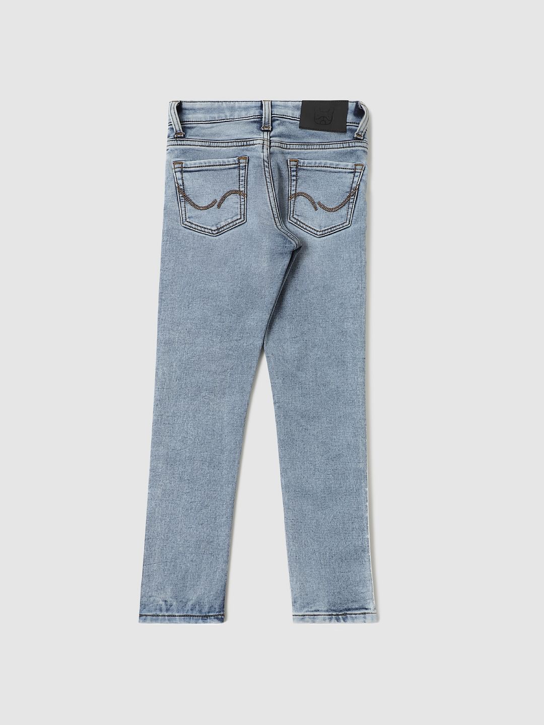 Boys Light Blue Mid Rise Ben Tape Detail Skinny Fit Jeans