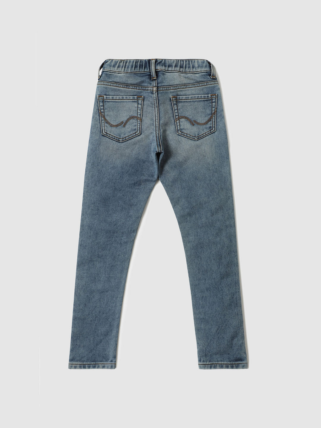 Boys Blue Mid Rise Glenn Drawstring Slim Fit Jeans