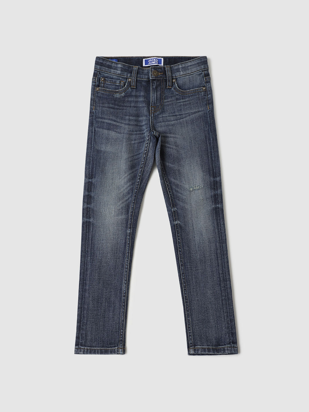Boys Blue Mid Rise Glenn Slim Fit Distressed Jeans - 4/5Y