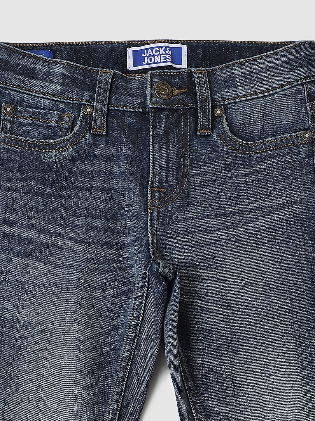 Boys Blue Mid Rise Glenn Slim Fit Distressed Jeans