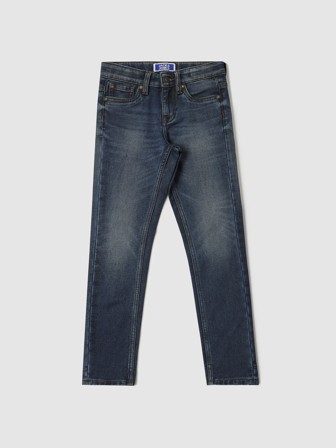 Boys Blue Mid Rise Clark Tape Detail Slim Fit Jeans - 4/5Y