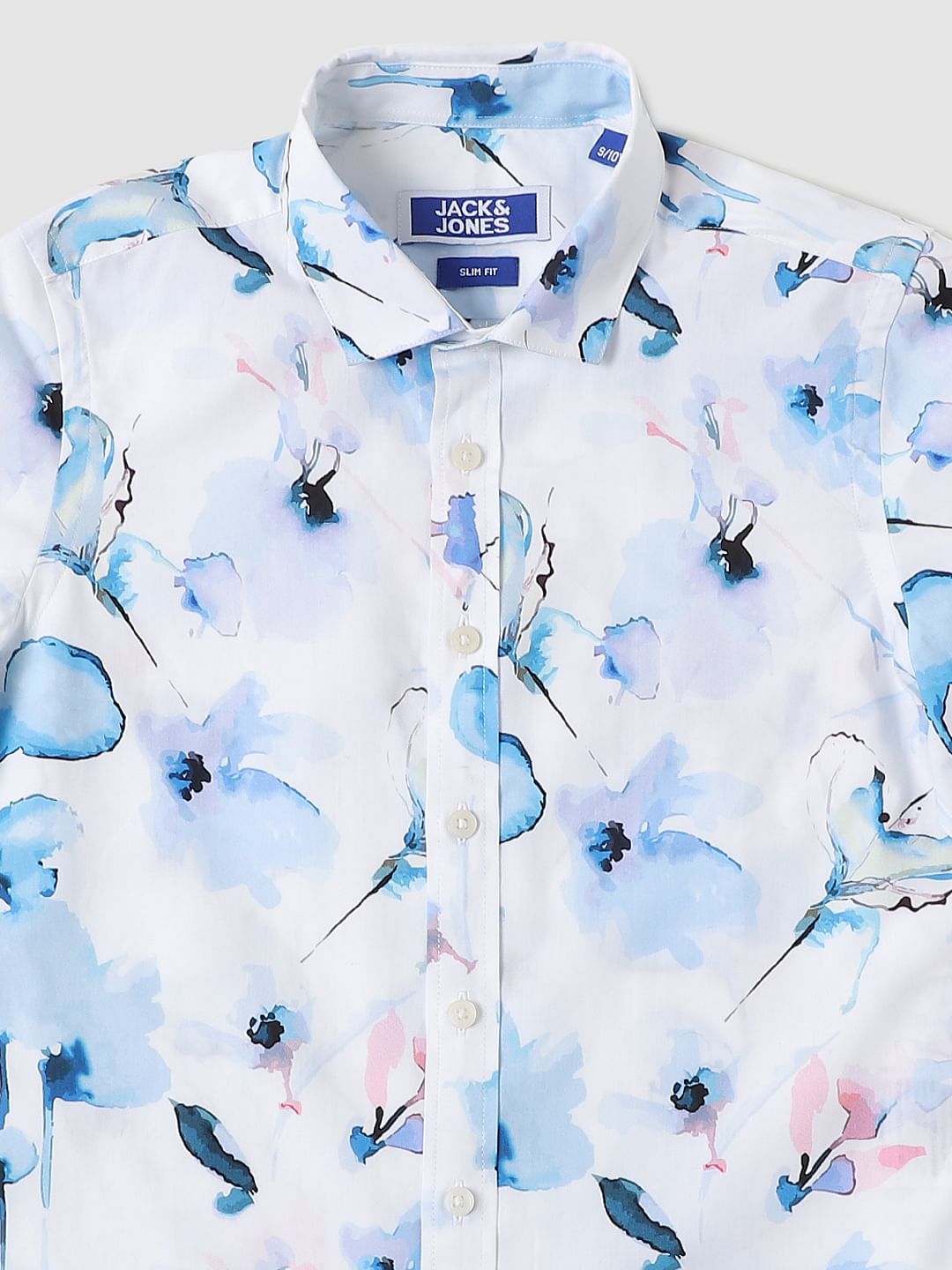 Boys White Floral Print Shirt