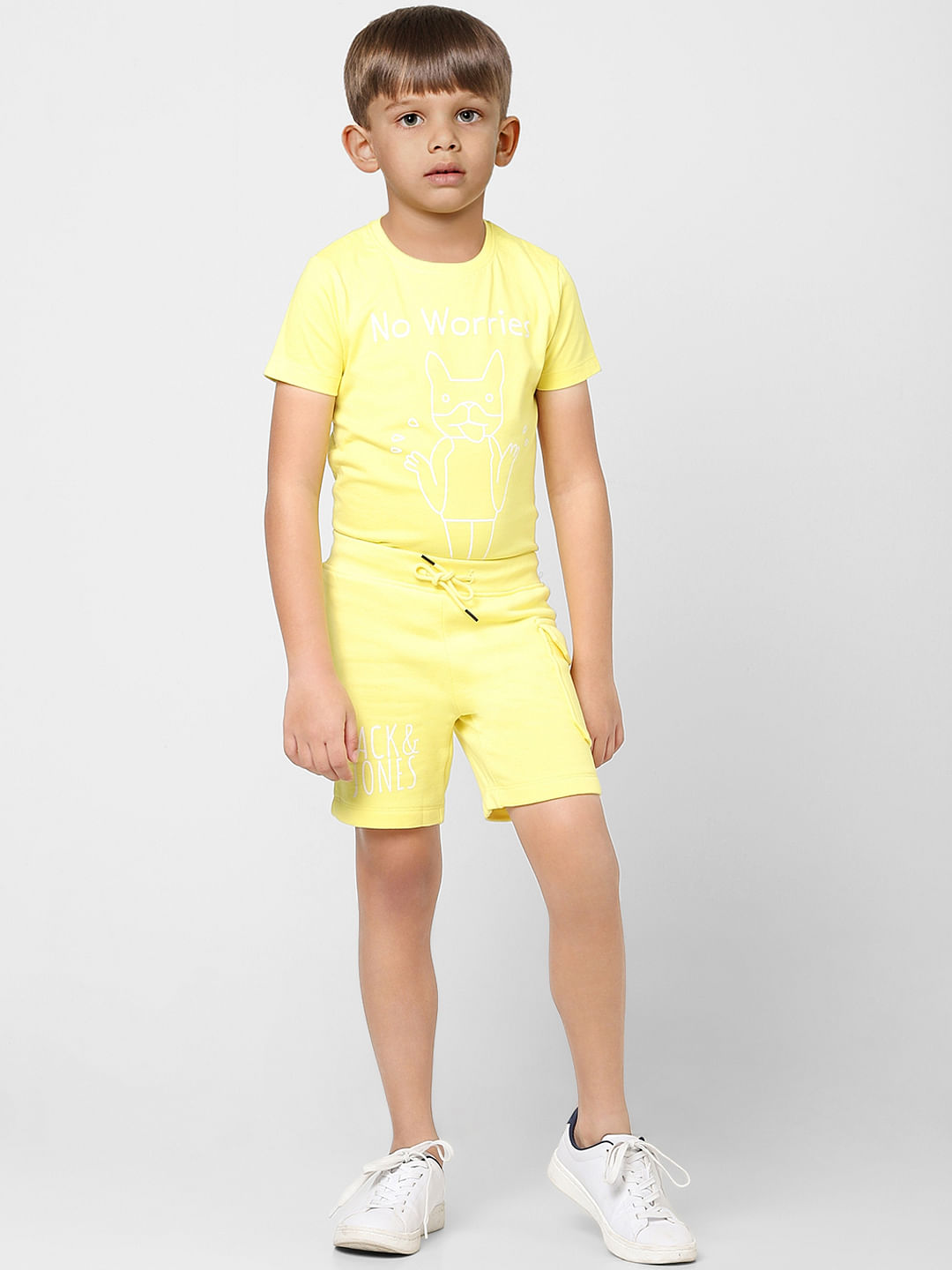 Boys Yellow Mid Rise Sweatshorts