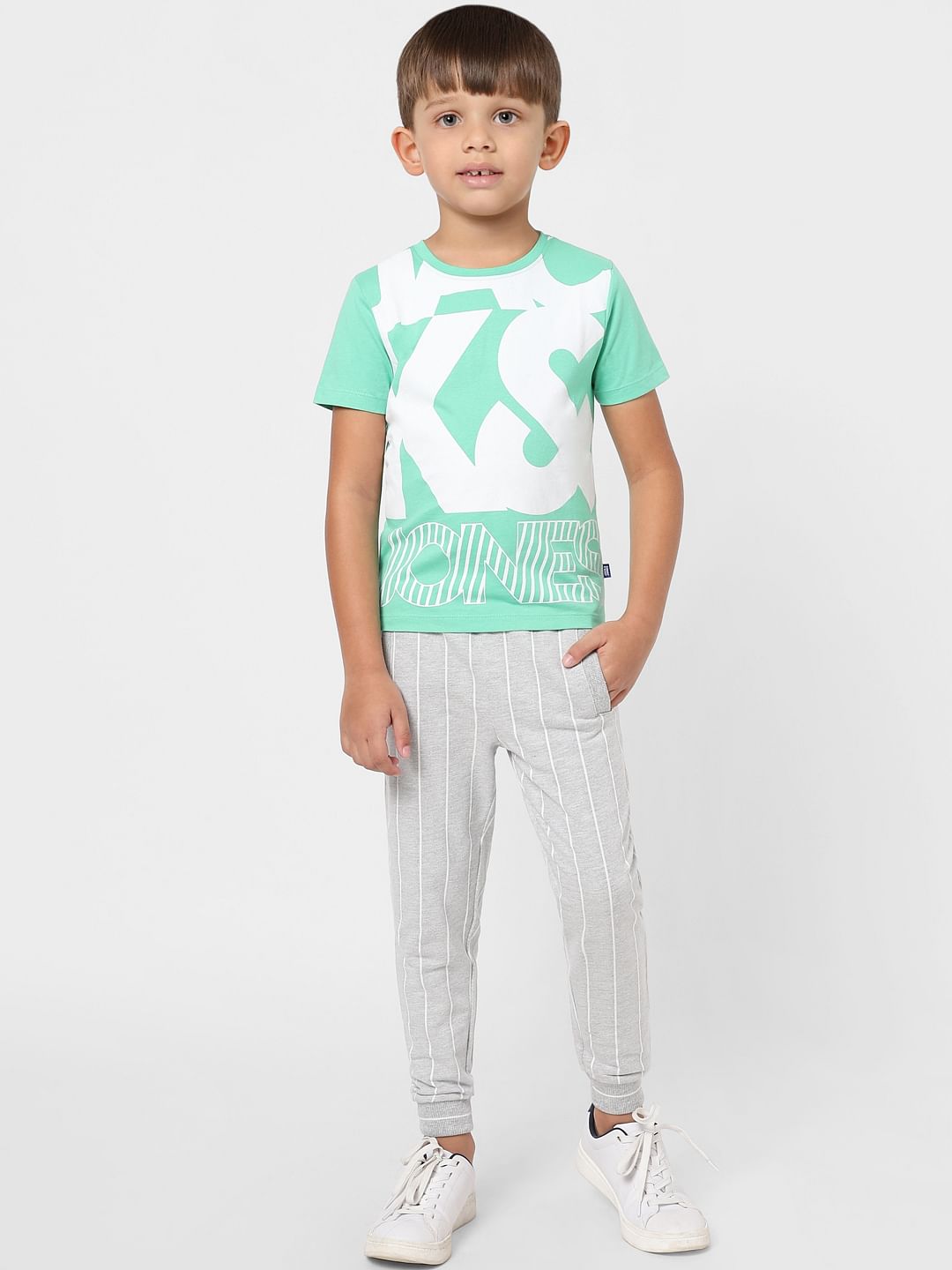 Boys Green Logo Print Crew Neck T-shirt - 4/5Y