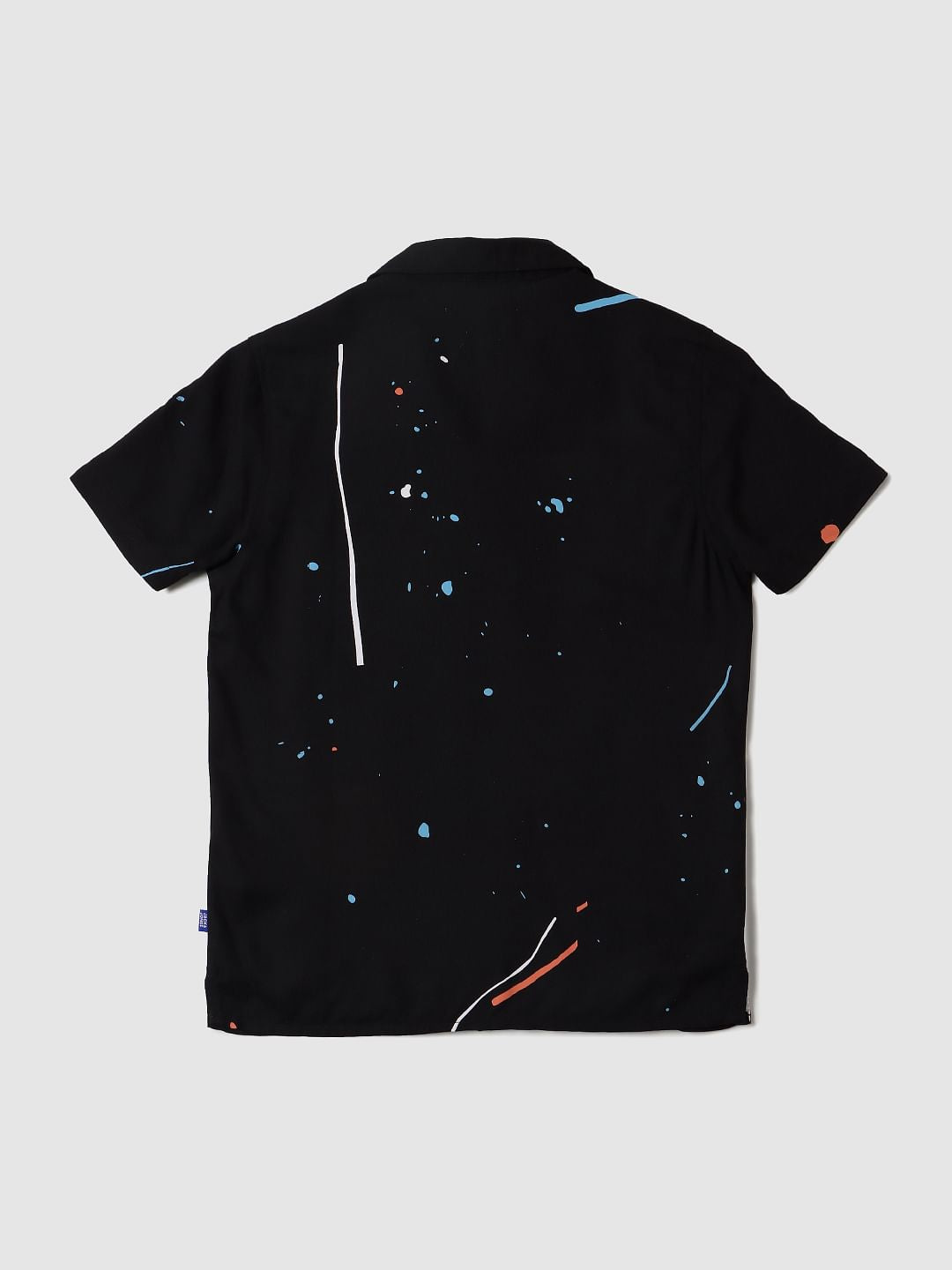 Boys Black Paint Splash Print Short Sleeves Shirt