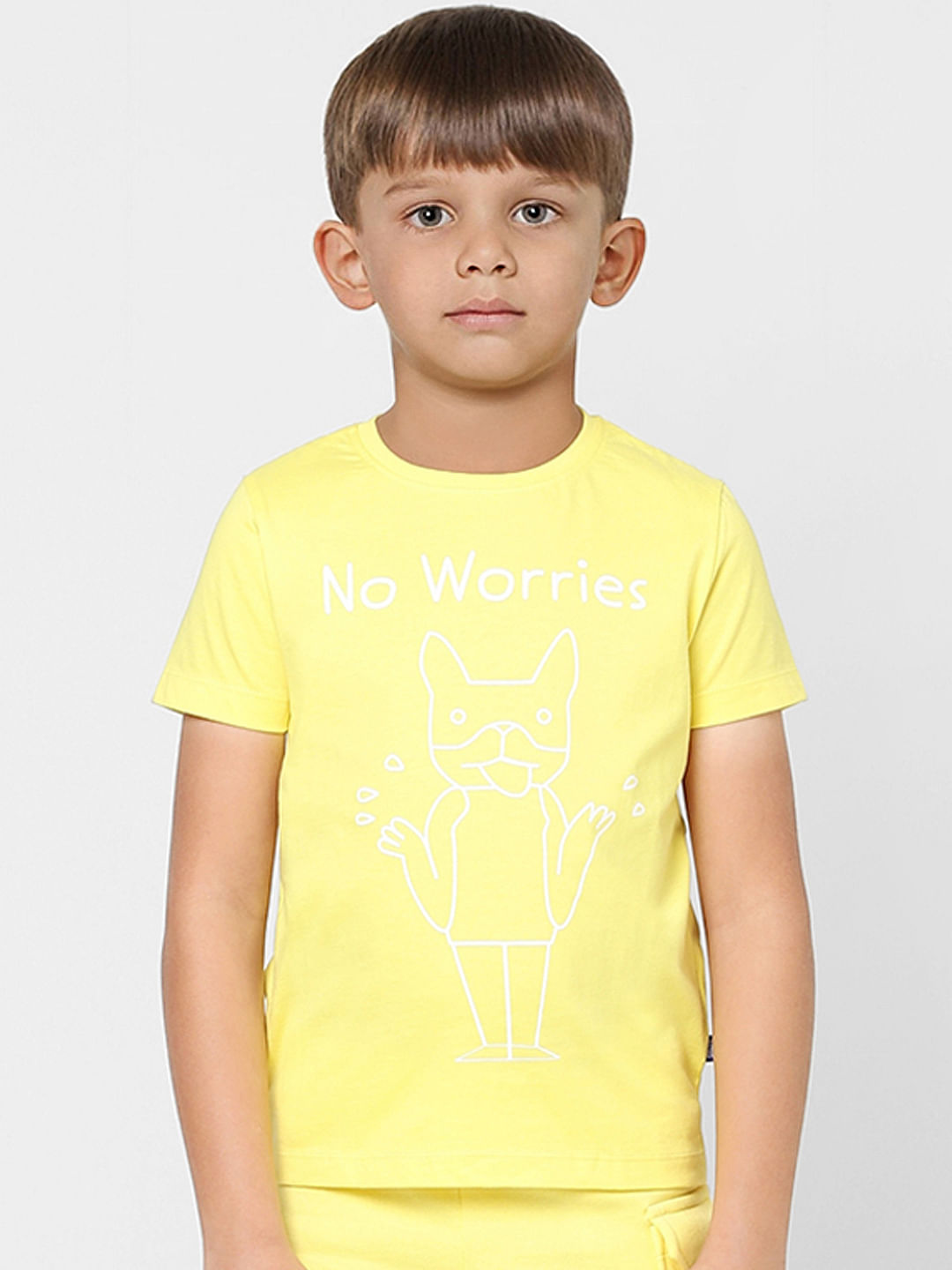 Boys Yellow Graphic Print Crew Neck T-shirt