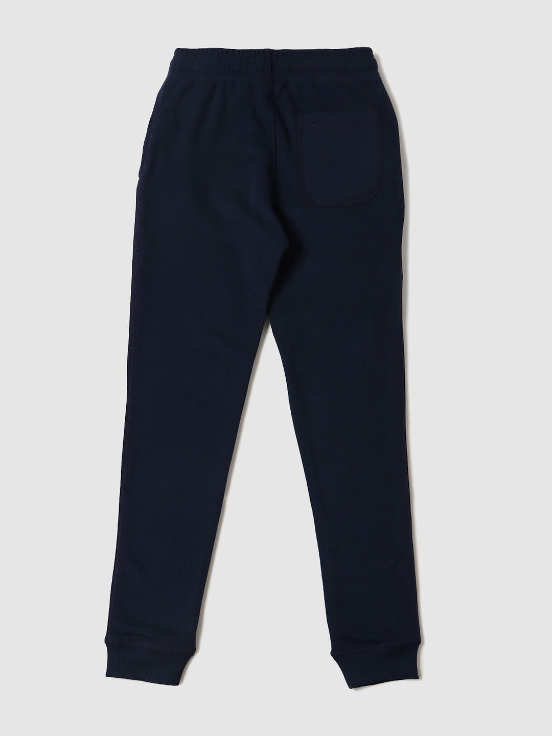 Boys Blue Mid Rise Logo Print Sweatpants