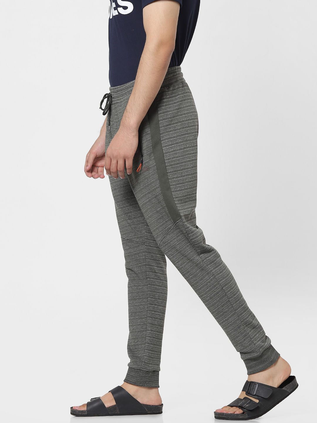 Olive Green Mid Rise Textured Sweatpants