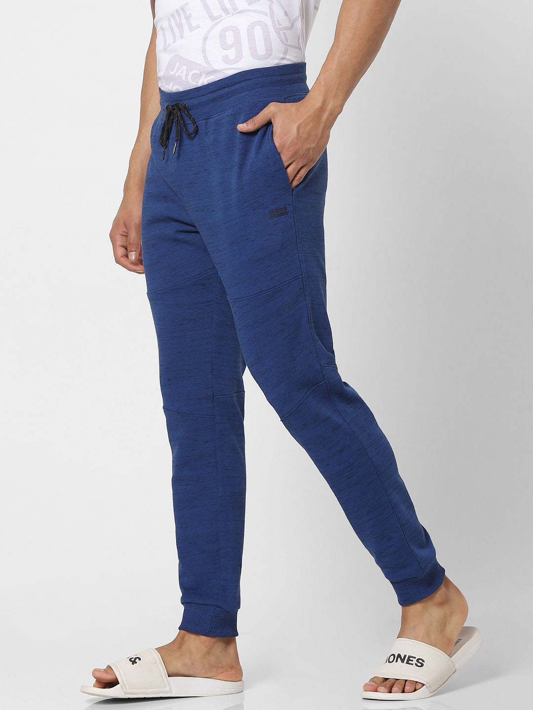 Blue Mid Rise Drawstring Sweatpants