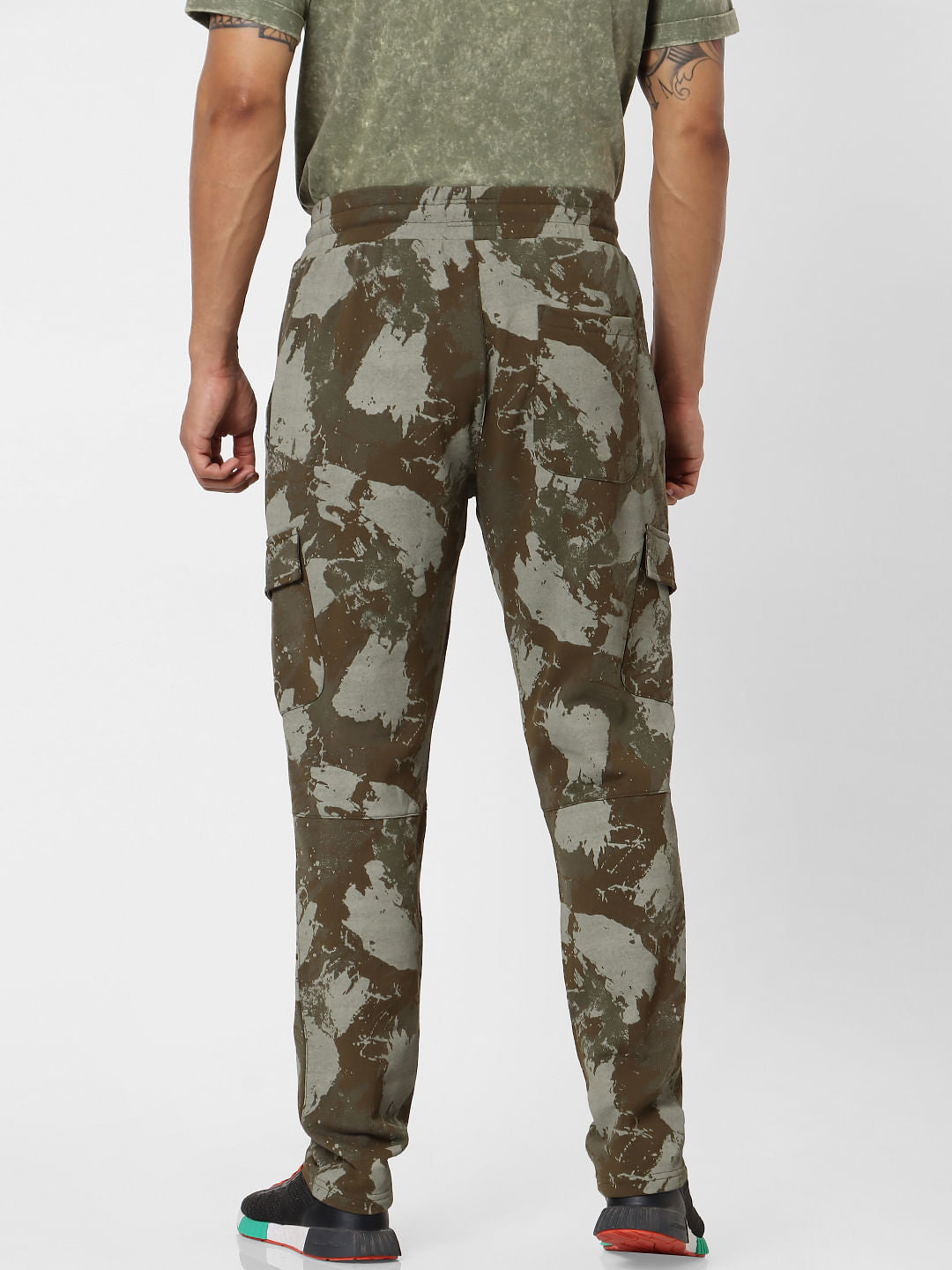 Green Mid Rise Abstract Print Sweatpants