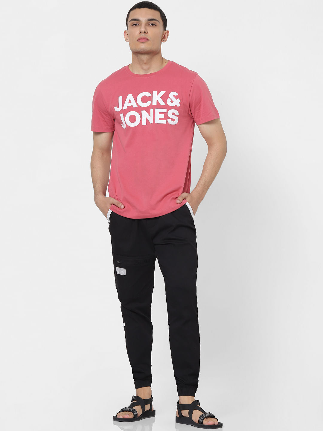 Black Mid Rise Tape Detail Track Pants - S