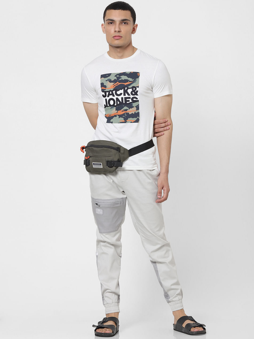 Grey Mid Rise Colourblocked Track Pants - S