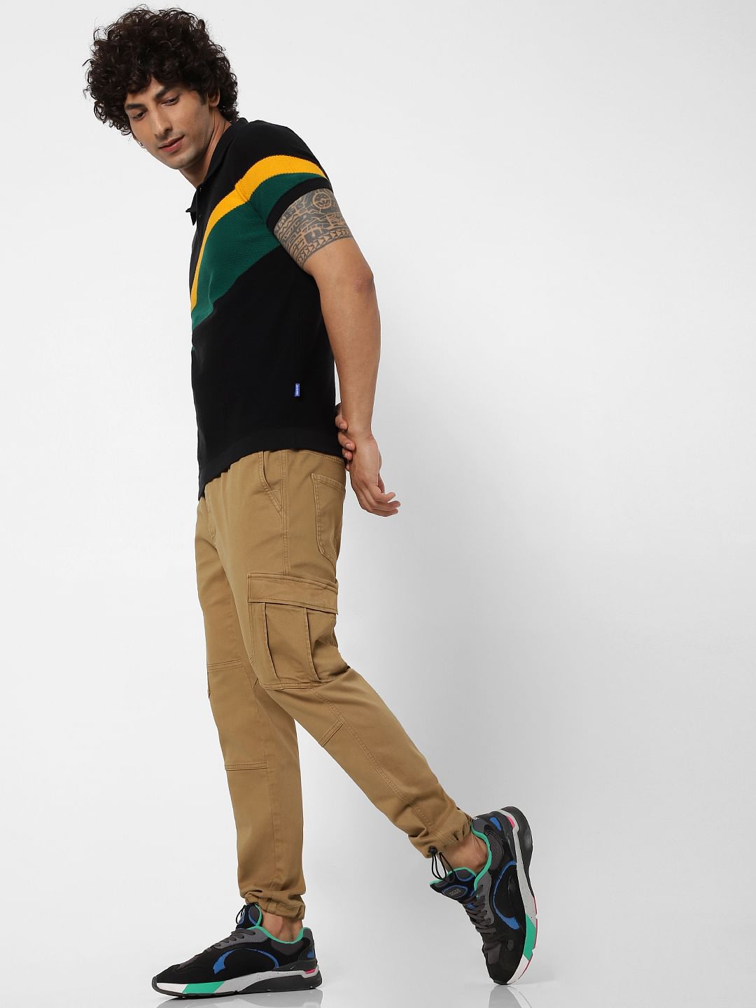 Brown Mid Rise Regular Fit Cargo Pants - 28/30
