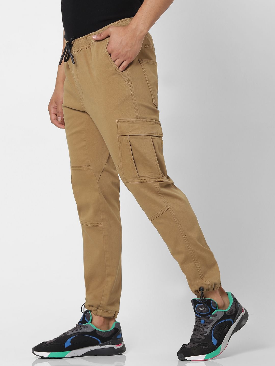 Brown Mid Rise Regular Fit Cargo Pants