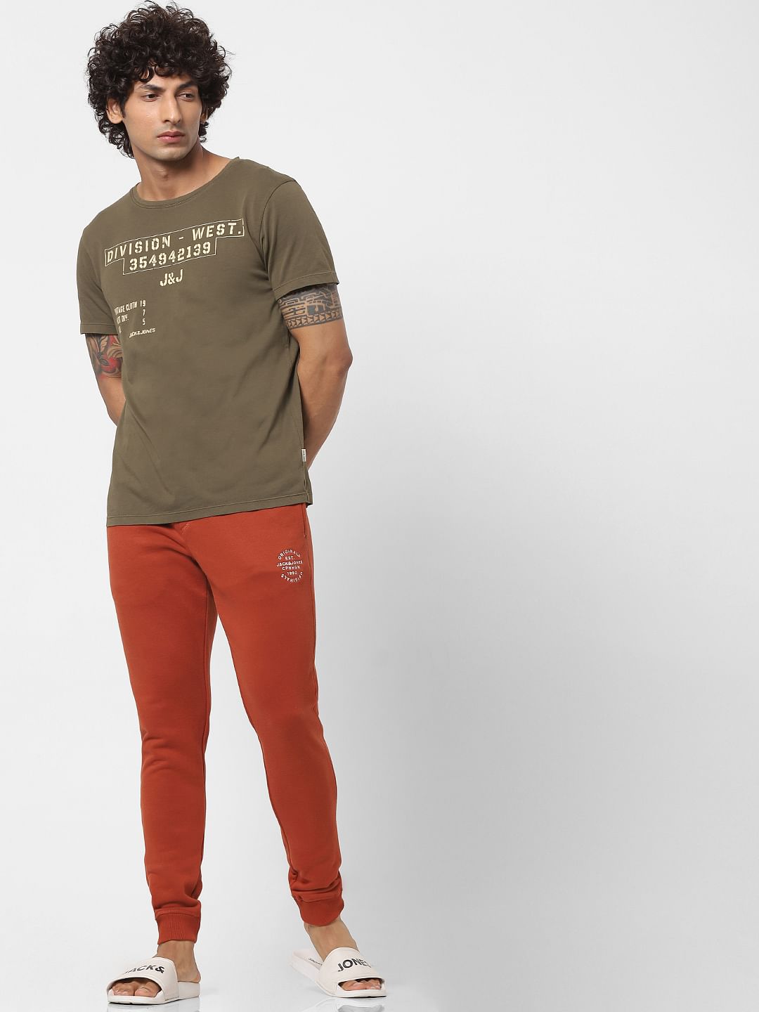 Red Mid Rise Logo Print Drawstring Sweatpants - S