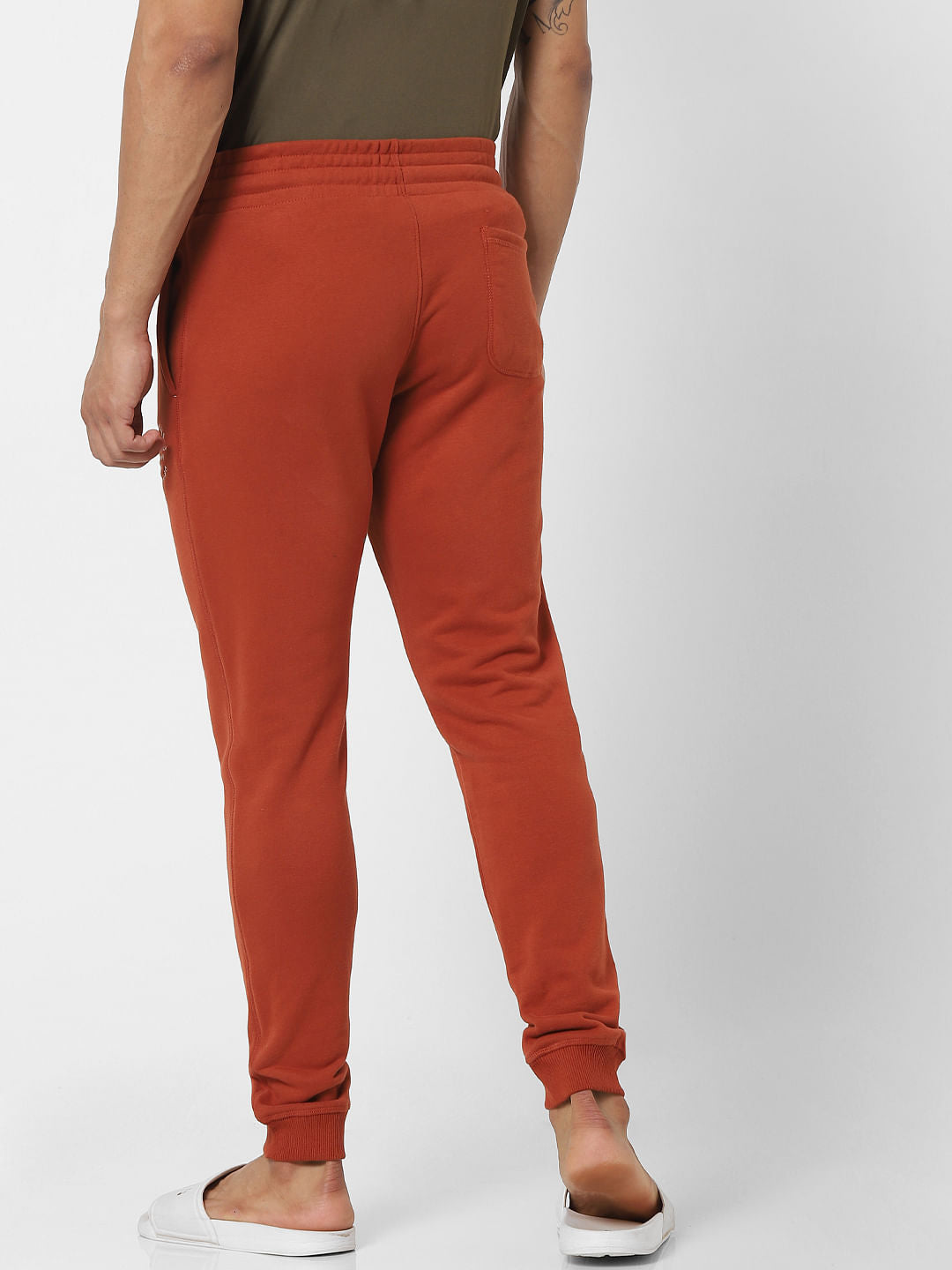 Red Mid Rise Logo Print Drawstring Sweatpants