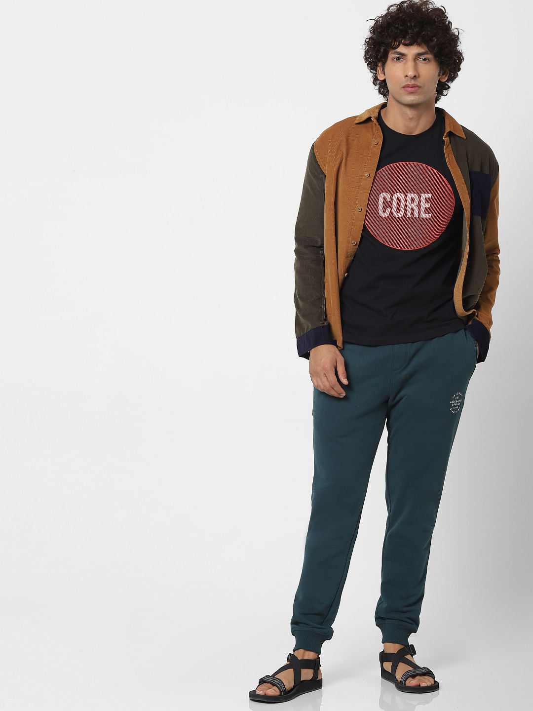 Green Mid Rise Logo Print Drawstring Sweatpants - S