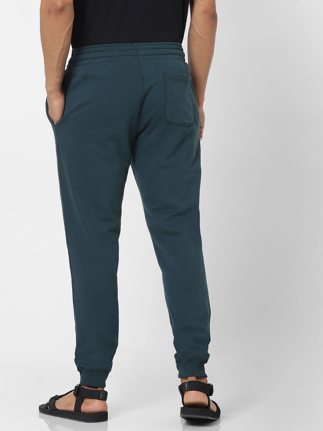 Green Mid Rise Logo Print Drawstring Sweatpants