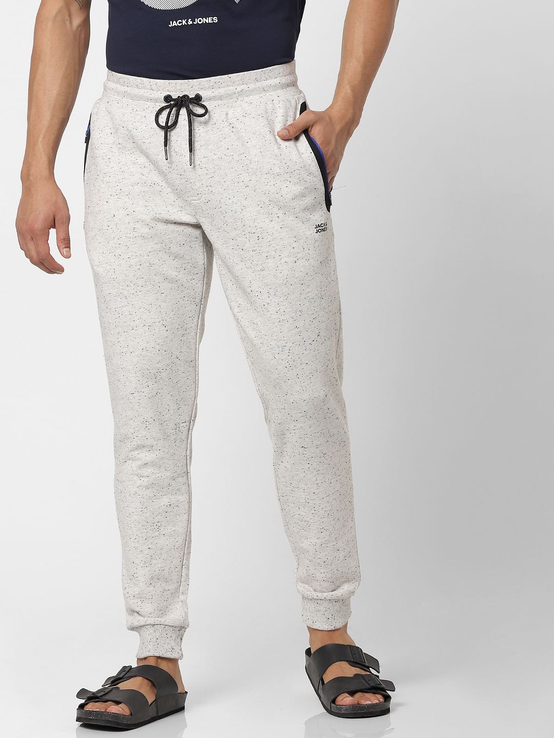 White Mid Rise Drawstring Logo Print Sweatpants