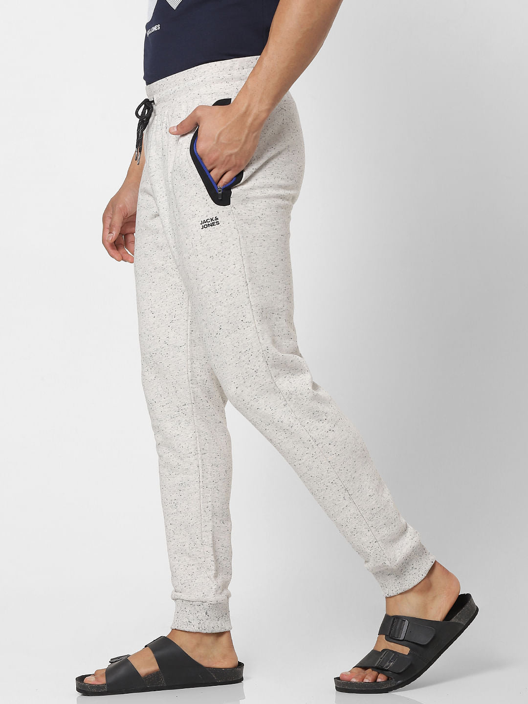 White Mid Rise Drawstring Logo Print Sweatpants