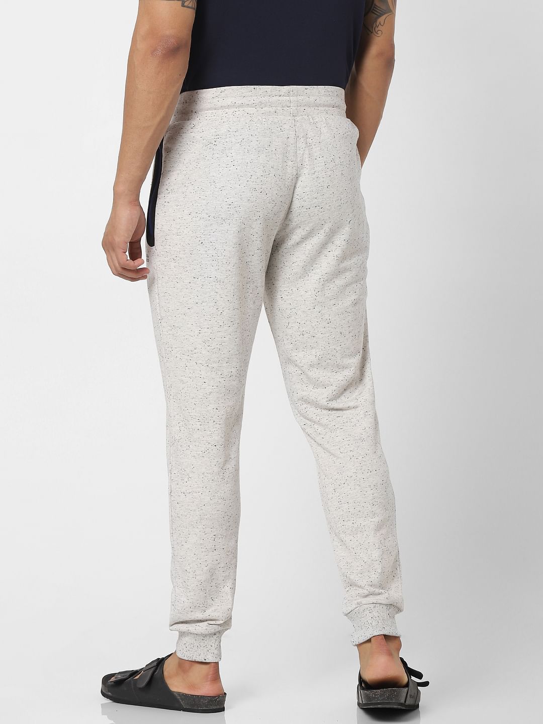 White Mid Rise Drawstring Logo Print Sweatpants
