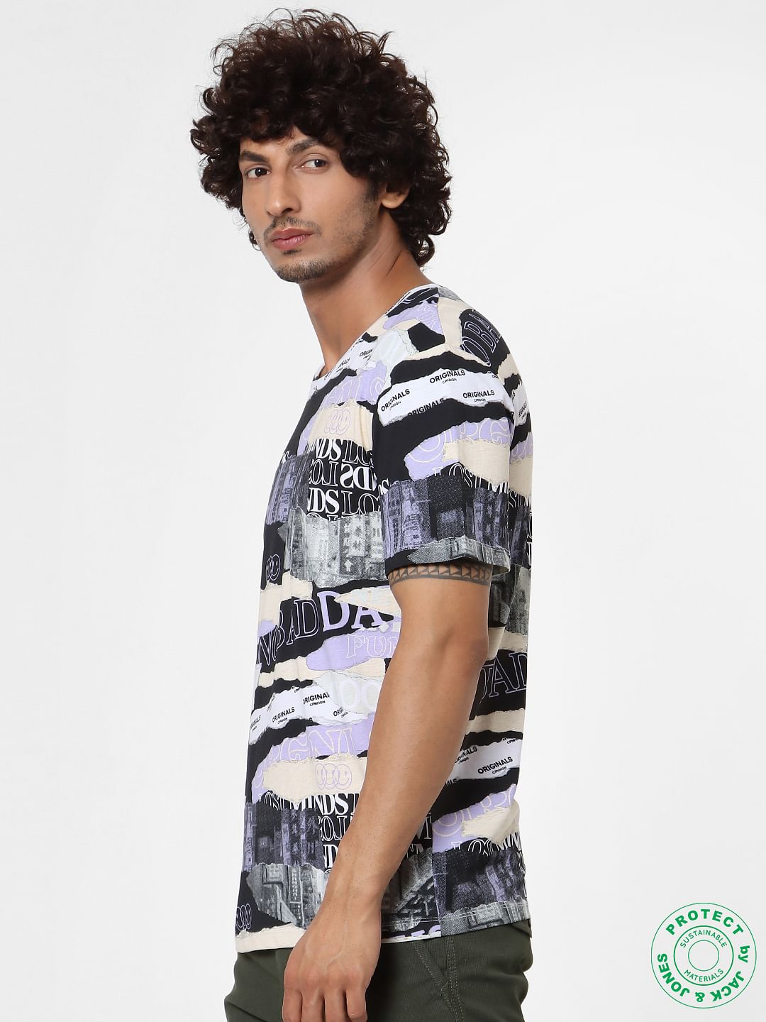 Multi-coloured Abstract Print Crew Neck T-shirt
