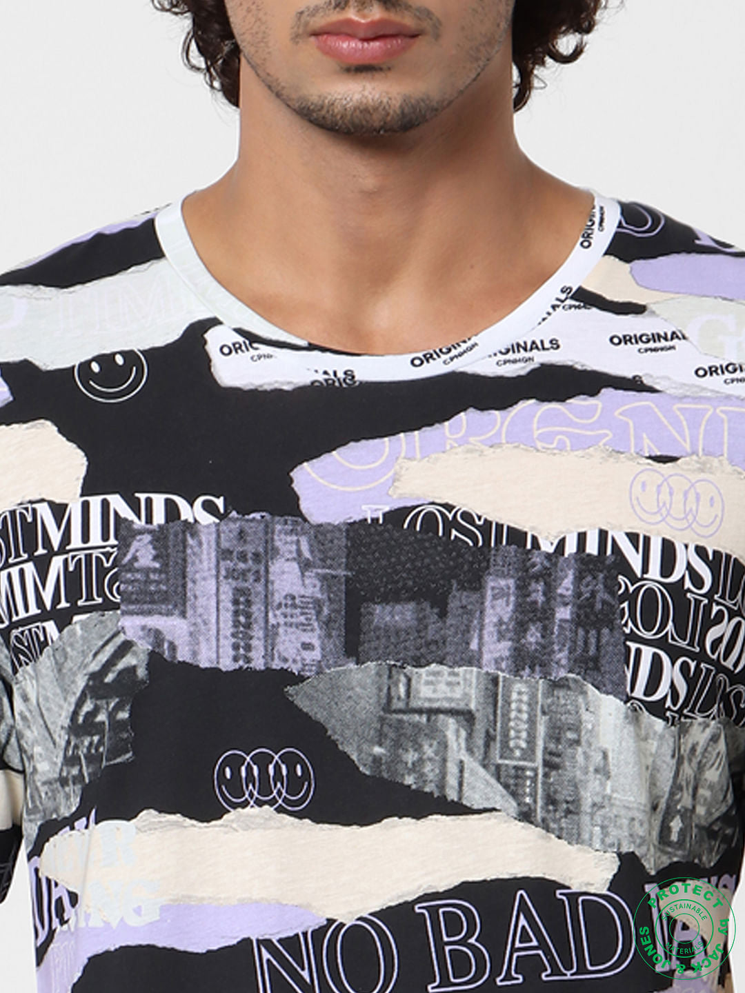 Multi-coloured Abstract Print Crew Neck T-shirt