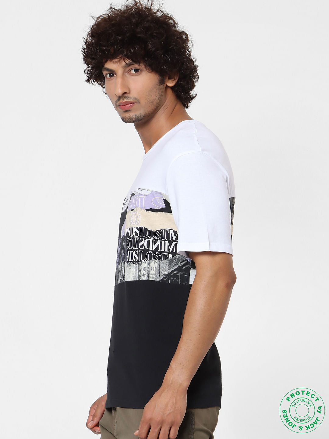 Black & White Colourblocked Crew Neck T-shirt