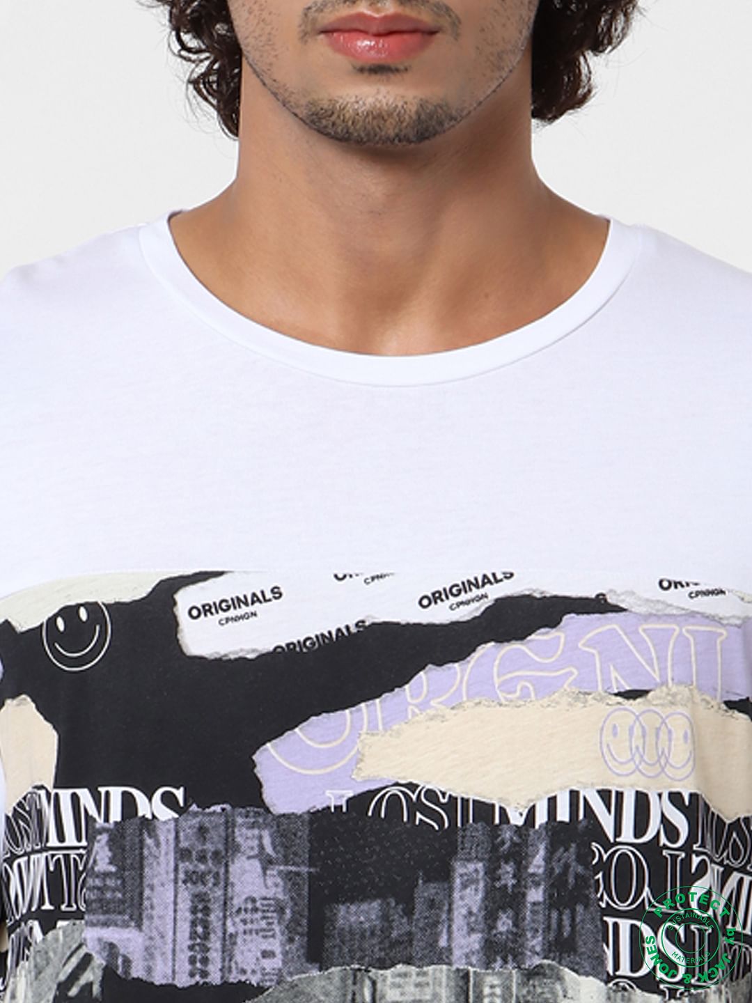 Black & White Colourblocked Crew Neck T-shirt