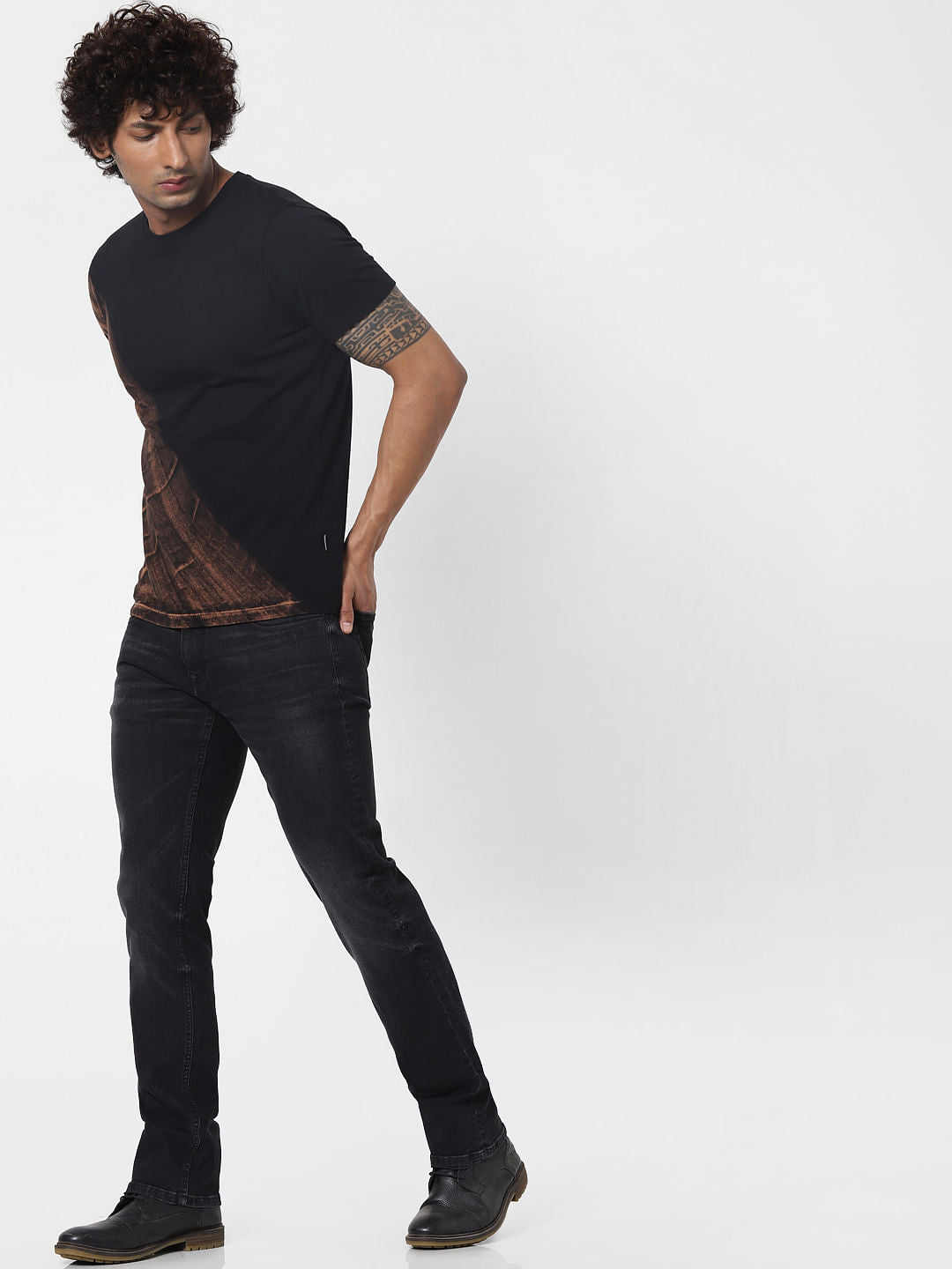Protect Black Mid Rise Clark Regular Fit Jeans - 28/30