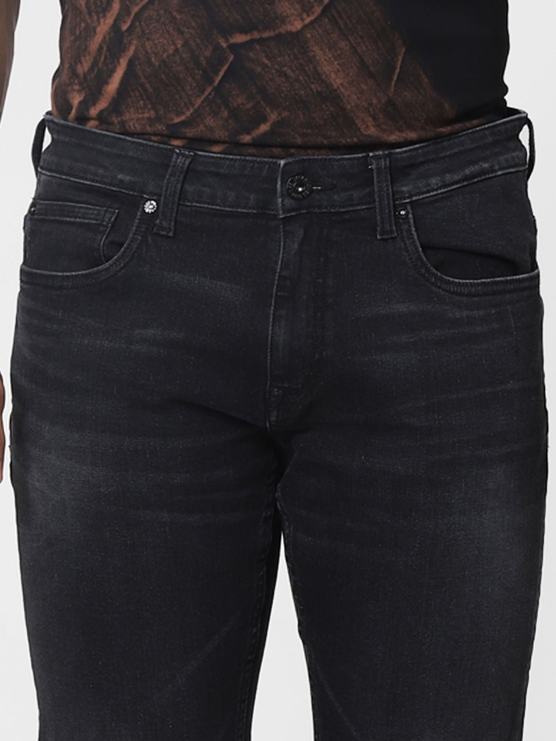 Protect Black Mid Rise Clark Regular Fit Jeans