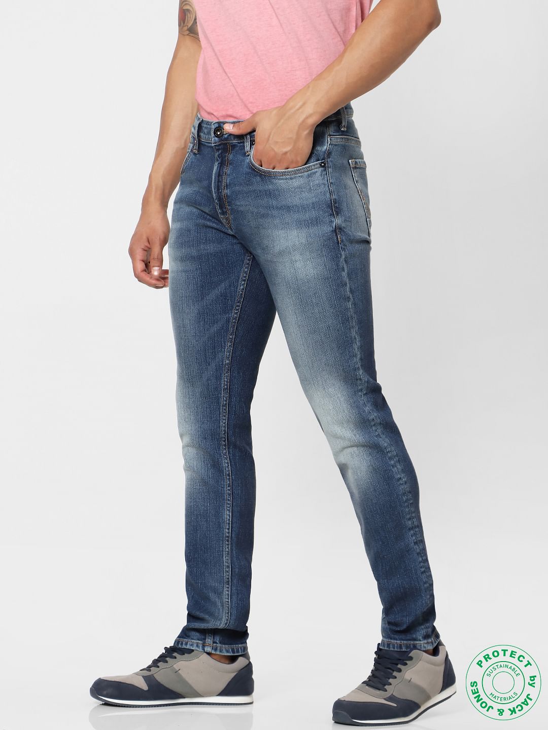 Protect  Blue Mid Rise Ben Skinny Fit Jeans