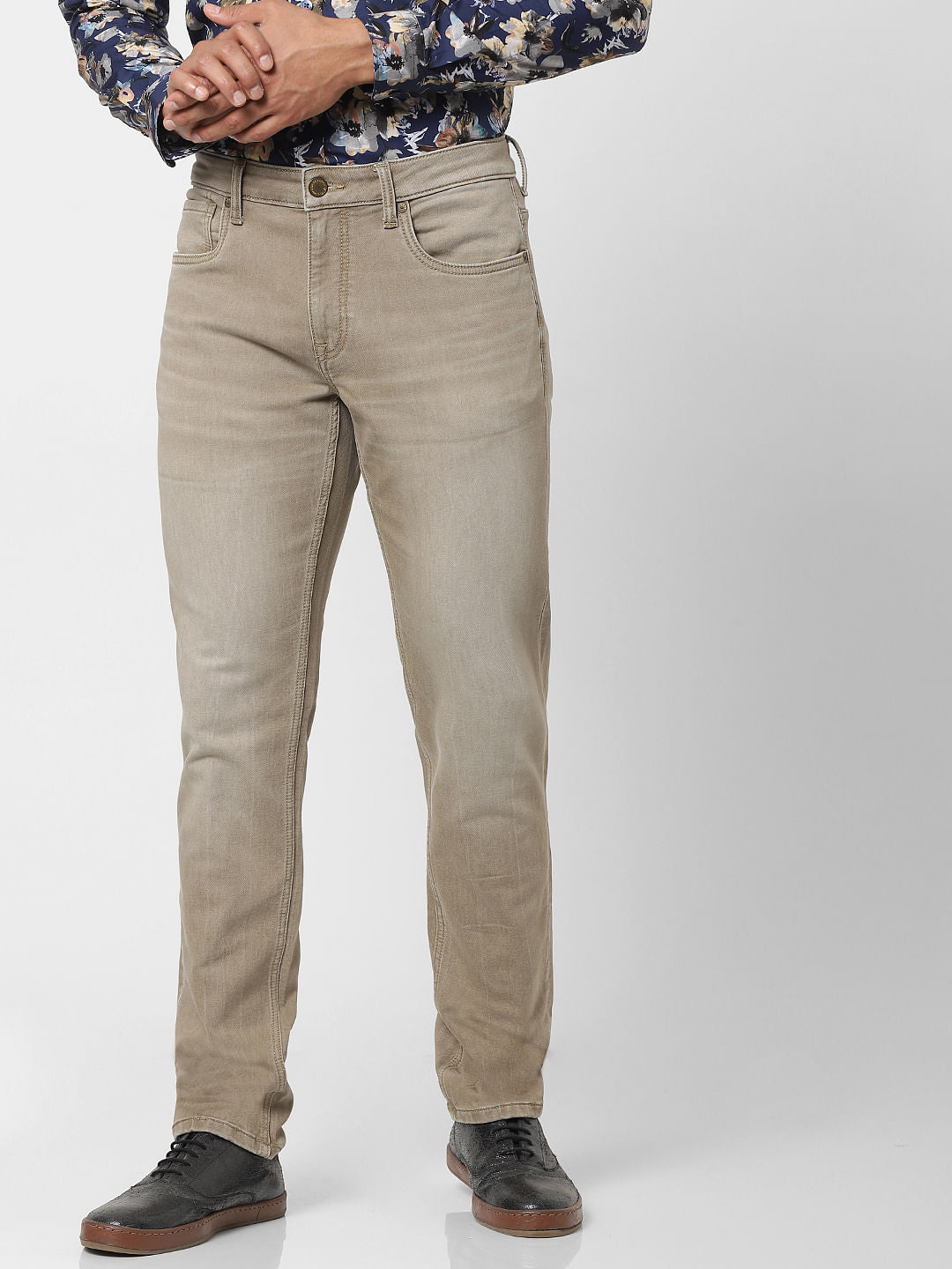 Protect Grey Low Rise Glenn Slim Fit Jeans