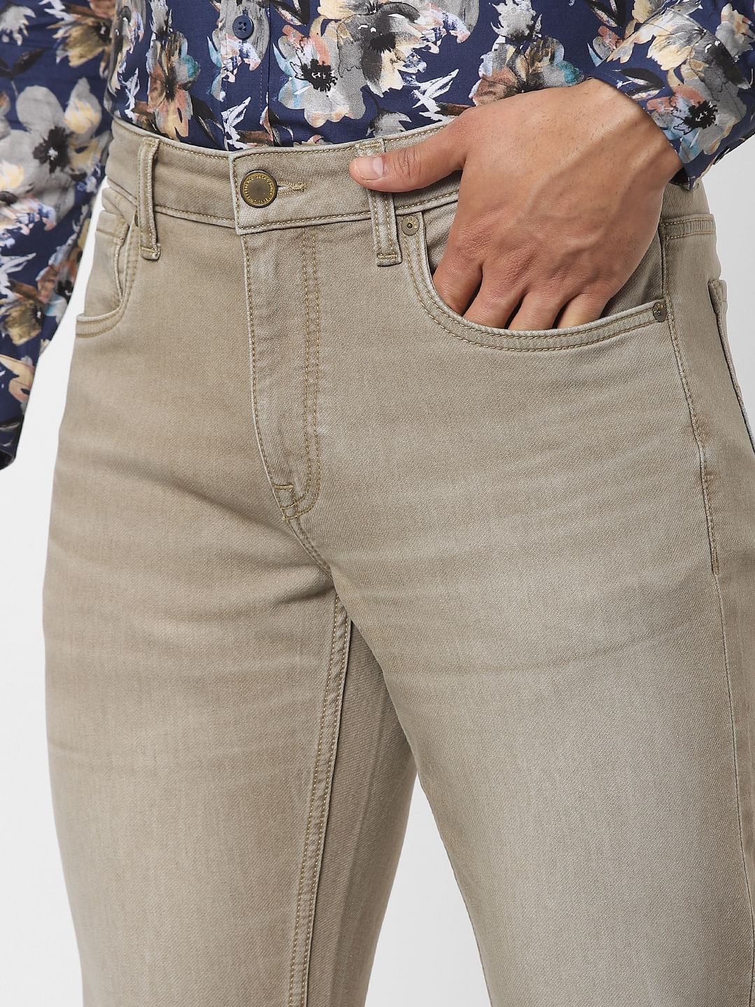 Protect Grey Low Rise Glenn Slim Fit Jeans