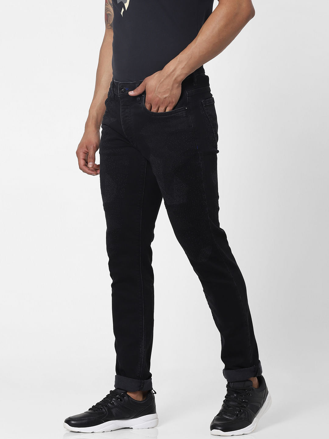 Black Low Rise Glenn Slim Fit Jeans