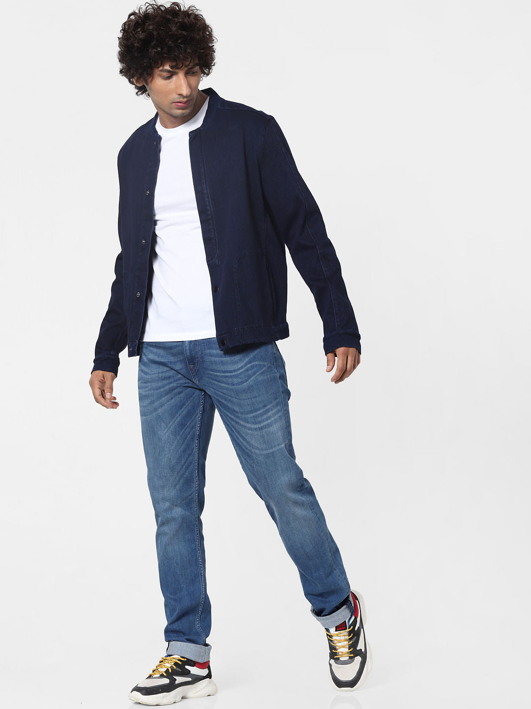 Blue Front Open Denim Jacket - S